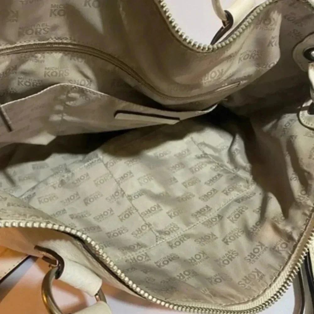 Michael kors white leather satchel handbag